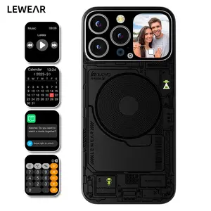 AMOLED HD Screen Phone Case Rear Camera Selfie Preview Customizable Dynamic Watch Face Multi-Function Smart Window Notification Center Magnetic Wireless Charging Support Music Control Ultra-Slim Semi-Cover Design Practical Widgets