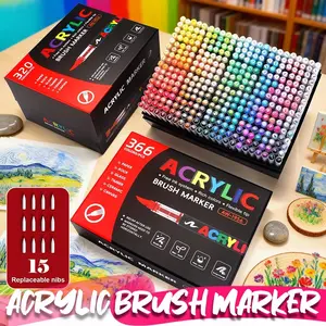 366 Colors Liquid Acrylic Marker Set, Art Markers Pen, Automatic Ink Flow Control, Water-Based Pigment Pens, Perfect for Coloring & Painting, Ideal Festival Gift