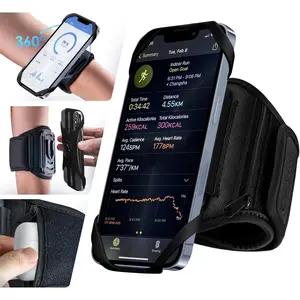 Running Armband, 360° Rotatable & Detachable Phone Holder for Sports with Earphone/Cash Pocket, Fits 4.5-7" Smartphones for Gym, Jogging, Hiking