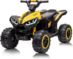 GAOMON Yellow Acekool 12V Kids Ride On 4 Wheeler Battery Powered Quad Toy Vehicle With Bluetooth Music Led Lights And High Low Speeds Yellow