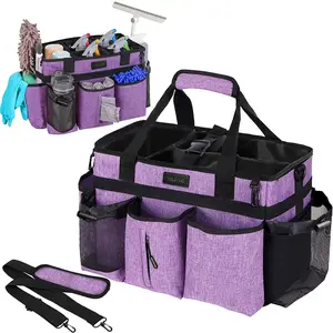 New Large Purple Wearable Cleaning Bag Cleaning Supplies Tote Bag with Adjustable Shoulder Strap and Waist Belt Storage Bag Household Cleaning
