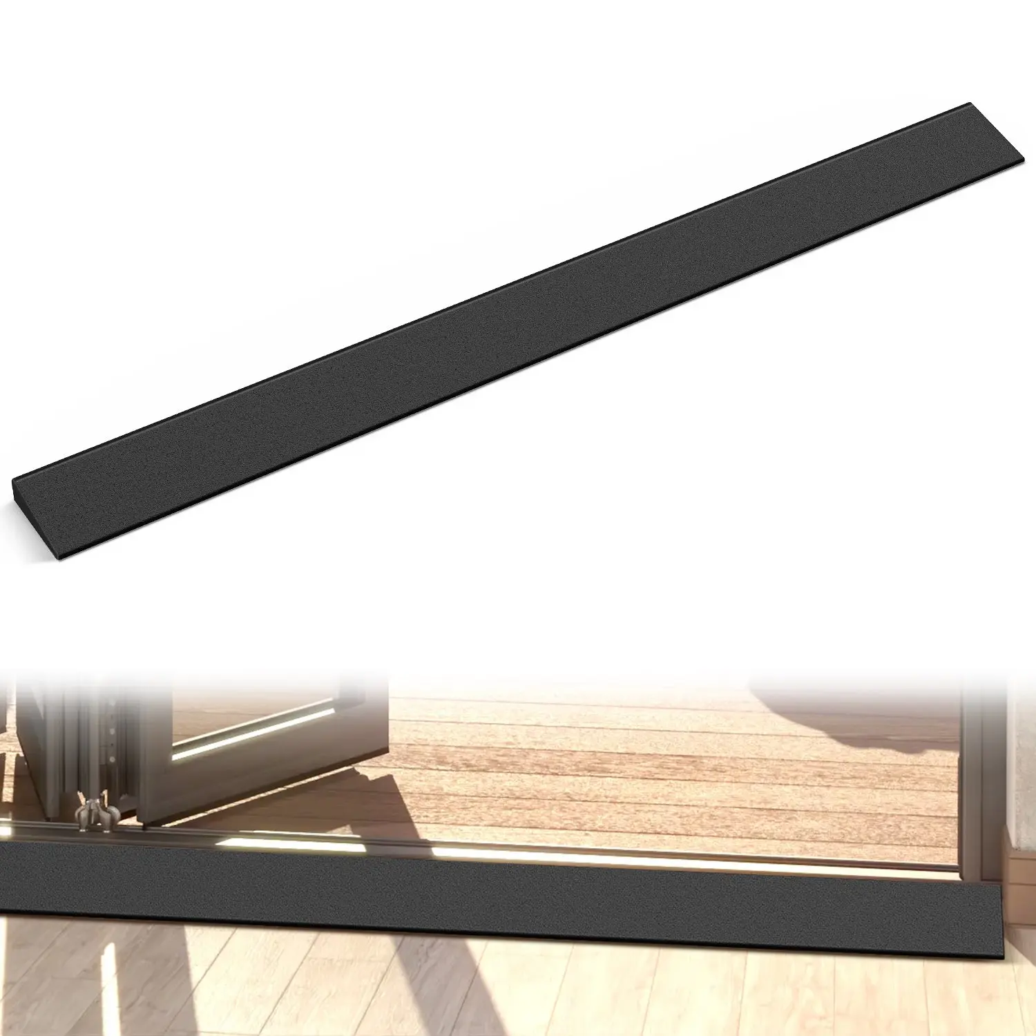 Nilight Eco-Friendly Natural Rubber Threshold Ramp, 39.4x3.2x0.8in 0.8in Rise, Cuttable Custom Fit, 2000 lbs Heavy-Duty Capacity, Quick Setup, Tripping Hazard Prevention, Easy Access for Wheelchairs/Walkers, Indoor/Outdoor Home Use, 2,000 Lbs