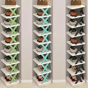 9-Tier Narrow Shoe Rack Organizer, Shoe Rack Tower – Durable Plastic Space-Saving Corner Shelf for Entryway, Closet, Doorway, Garage – Can Hold 8 to 9 Pairs of Shoes, Multi-Functional Storage Solution, Corner Design, Compact Storage Unit