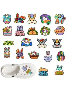 21pcs Cartoon Easter Shoe Accessories Set, Detachable DIY Shoe Decorations, Perfect Party Decoration, Fun and Festive Design