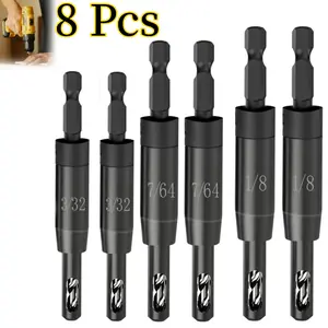 Set fo 8 Self Centering Drill Bit Set , CC2430 3/32", 7/64", 1/8" for 1/4 in Bosch Clic-Change Hex Shank Drill, #6 8 10 Self-Centering Hinge Drill Bit Center Finding Drill Bit - Home Improvement.