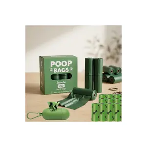 Biodegradable Doggy Poo Waste Trash Bags - Leak-Proof, Eco-Friendly, 300 Count Refill Rolls, Easy to Use & Disposable for Pets, Green