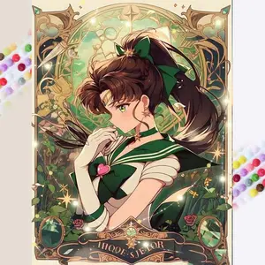 1 DIY diamond painting kit, 5D diamond art set, DIY decoration, Sailor Moon diamond painting kit full round diamonds, mosaic, diamond art, DIY art home decor, suitable for Christmas, Anime design