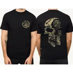 2026 Summer Men's Classic Camo Graphic Seamless Tshirt - 100% Cotton Round Neck Short-Sleeve Affordable Fashion Top, Sig Sauer "Never Settle" Unisex Casual Menswear Apparel, Sig Sauer Lover Father's Day Gift t0331