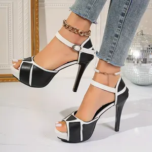 Summer New Fashion Comfortable Versatile Stiletto Heel Peep Toe Fashion Open Toe Waterproof Platform High Heel Sandals