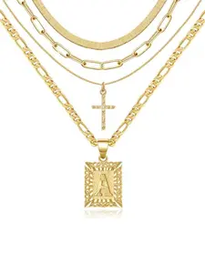 Letter Cross Pendant Necklace & Chain Necklace, Cross Charm Necklace, Dainty Cross Necklace, Minimalist Chain Necklace, Fashion Jewelry for Party, Daily Clothing Decor, Trendy All-match & Exquisite Jewelry for Birthday Gift