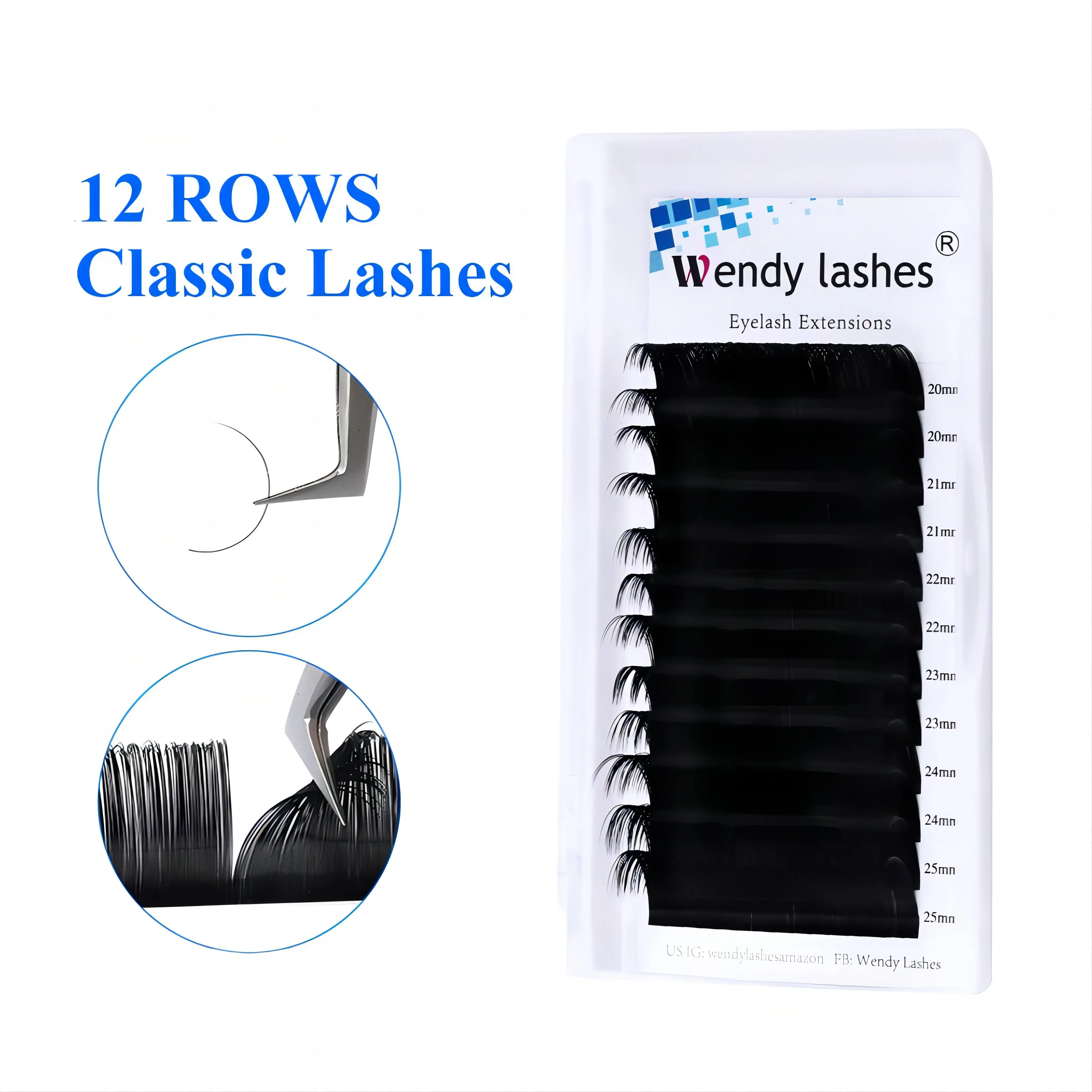 Wendy Lashes 12 Rows C/D/DD  Classic Individual Eyelash Extension Lashes Matte Black Professional Soft Natural 2026 New