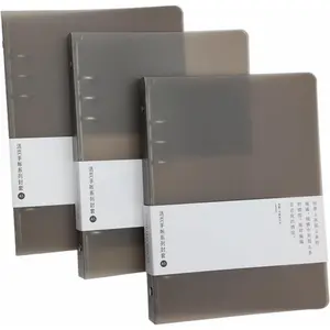 3 Pack A5 A6 B5 Round Ring PVC Binder Covers 6-Ring 9-Ring Refillable Notebook Loose Leaf Protector (Inner Paper Not Included) - Coffee 3 Pack