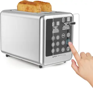 Smart Toaster Tuch Screen 2 Slice 120V Digital Timer 7 Shade Settings Bagel Defrost Reheat Functions Stainless Steel Tostadora with Removable Crumb Tray Home Cooking Gift