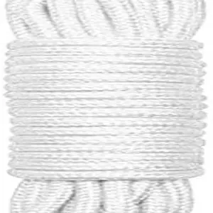 All Purpose 32 feet 8mm(1/3inch) Diameter Soft Silk Rope Solid Braided Twisted Ropes,10m Durable and Strong All Purpose Twine Cord Rope String Thread Cord (White)