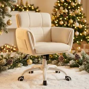 Raybee Cute Vanity Chair with Back Skin-Friendly Material, Modern Adjustable Height Upholstered ,Home Office Makeup Chair with Wheels, Comfy Gaming Chairs with Side Pockets for Bedroom