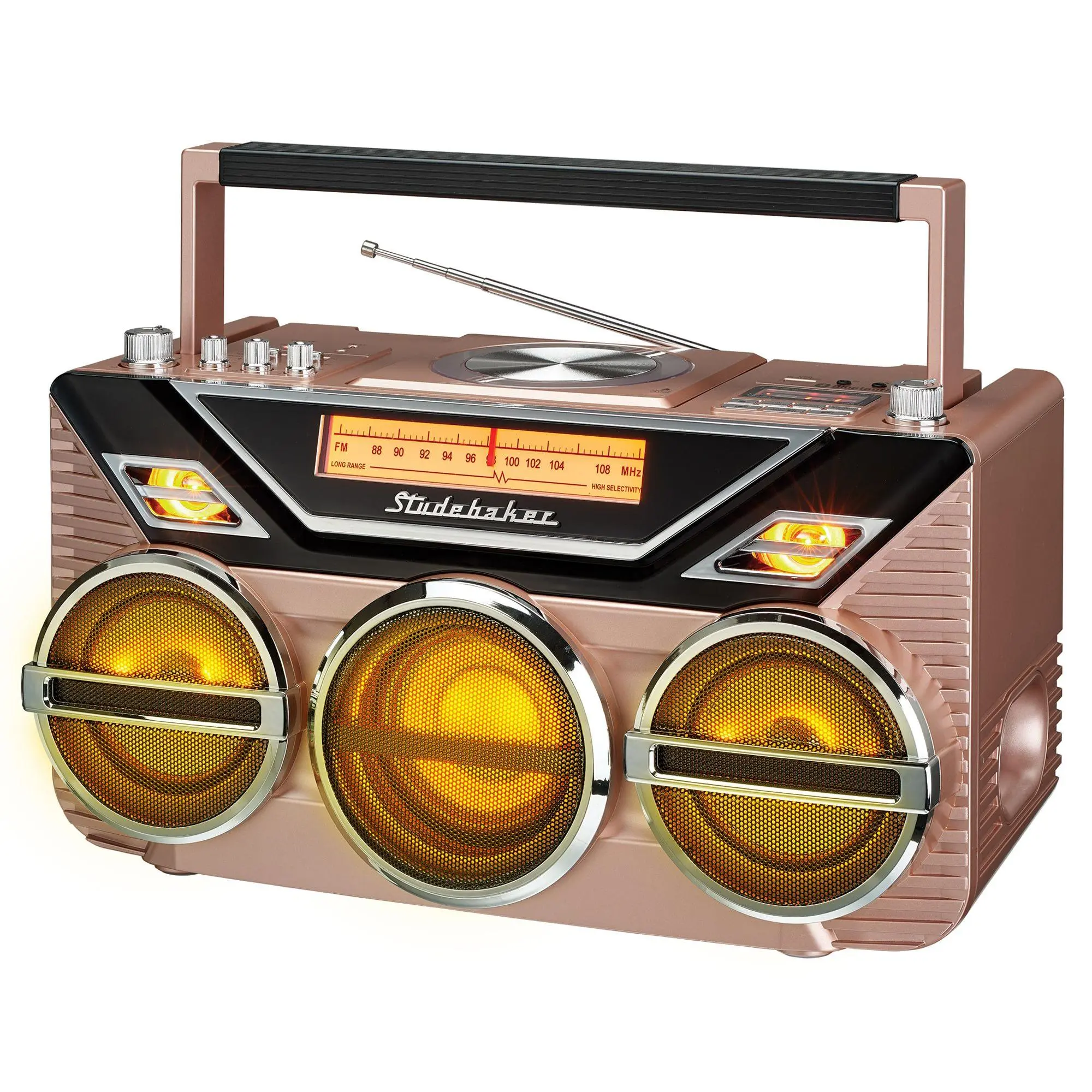 Studebaker Boombox with Bluetooth/CD/FM Radio and 15W Subwoofer Studebaker Boombox with Bluetooth/CD/FM Radio and 15W Subwoofer