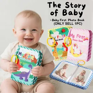 Baby Photo Album Soft Cloth, 4 Themes Animal Ocean Dinosaur Horse, Thematic Variety, Fits 17 4x6 Inch Photos, Newborn Infant Toddler Birthday Gift, Themed Photo Book