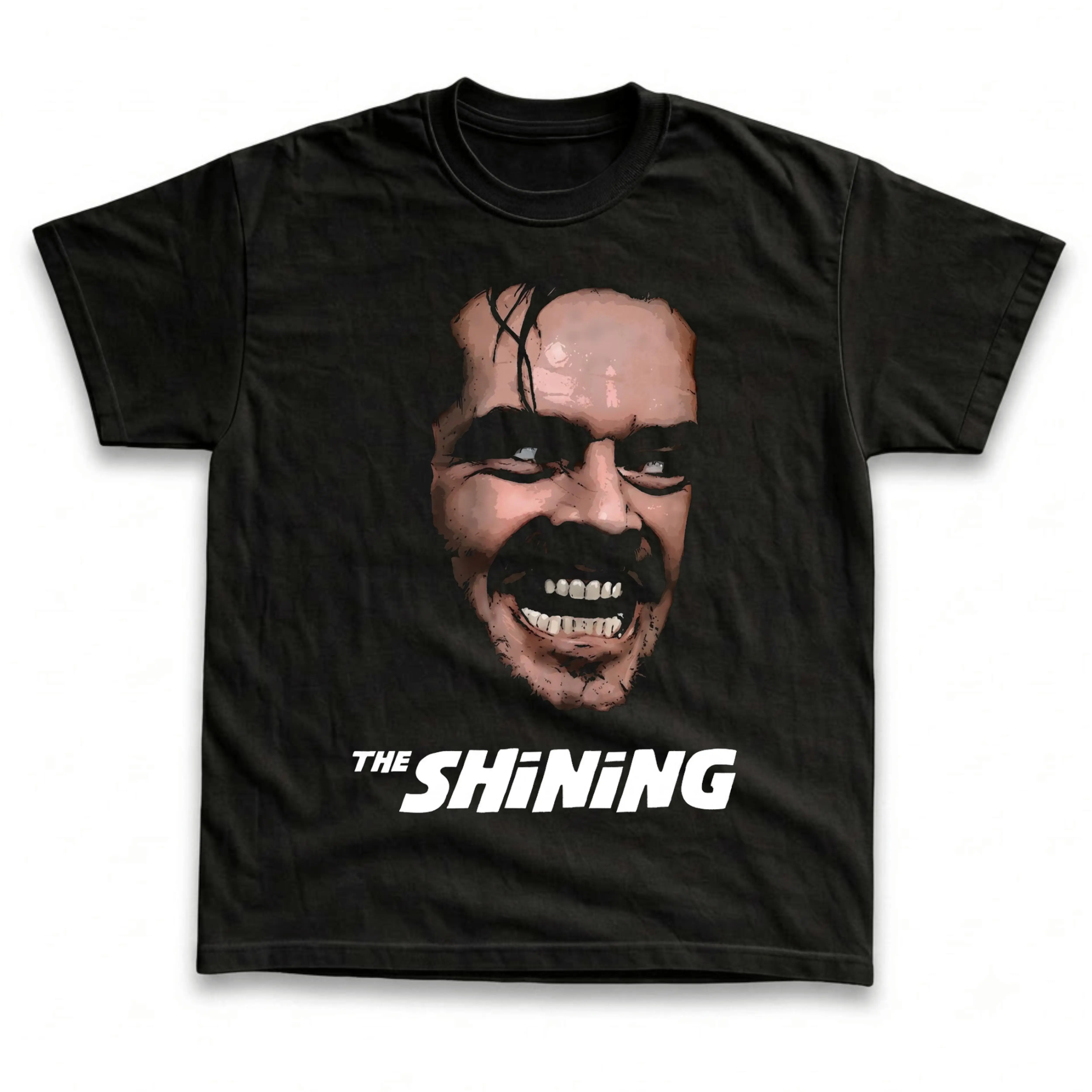 Women's T-Shirt, Vintage The Shining Graphic Tee, Stanley Kubrick 1980 Psychological Horror Movie, Jack Torrance Jack Nicholson Face, Heres Johnny Crazy Grin Smile, Iconic Title Text, Spooky Halloween Outfit, Retro Grunge Streetwear, Fan Gift