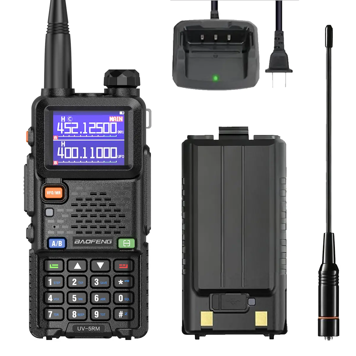 BAOFENG UV-5RM 10W Dual Band Walkie Talkies, Long-Range HAM Radio Handheld, Rechargeable USB-C Charging, NOAA Weather Receiver, Frequency Copy, 999CH for Adult Camping