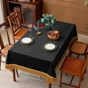 Luxury Velvet Tablecloth with Fringe, Easy Clean Dining Room Decor, High-End Home Decoration, 1pc Elegant Table Runner