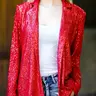 Urban Diction Sequins Blazer for Women - Must-Have for Holiday Christmas, New Year & Concert Wear, Eye-Catching Sequins, Long Sleeves, 100% Polyester, Perfect for Parties & Special Occasions