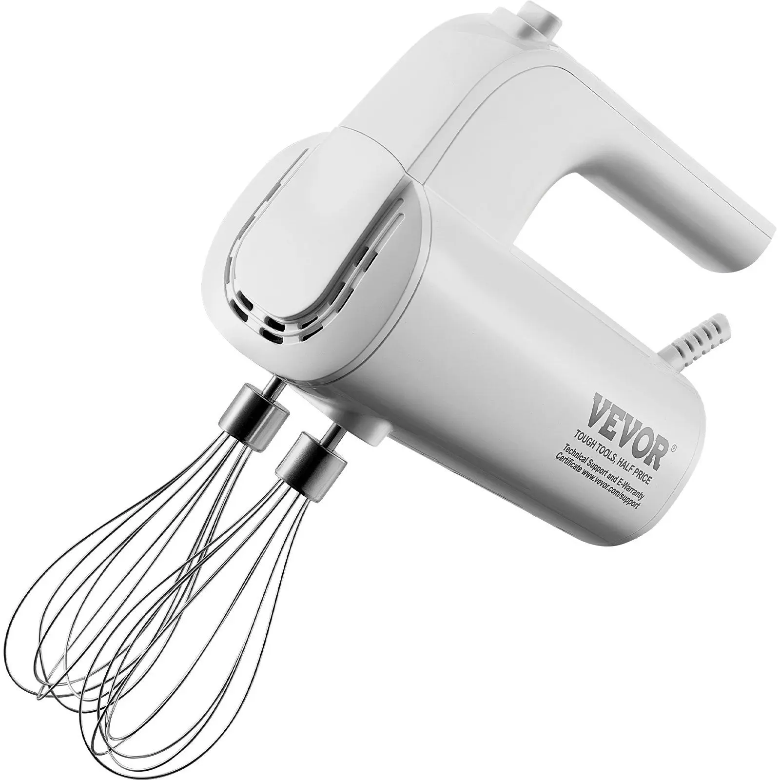 VEVOR Digital Speed Control Kitchen Electric Hand Mixer - 5-Speed 200W Power All-Copper Motor Mixer with Turbo Boost, Beaters, Dough Hooks, Whisk for Creamy Cakes, Milkshakes, Baking Tasks, Portable Handheld Design & Storage Bag, Digital Mix