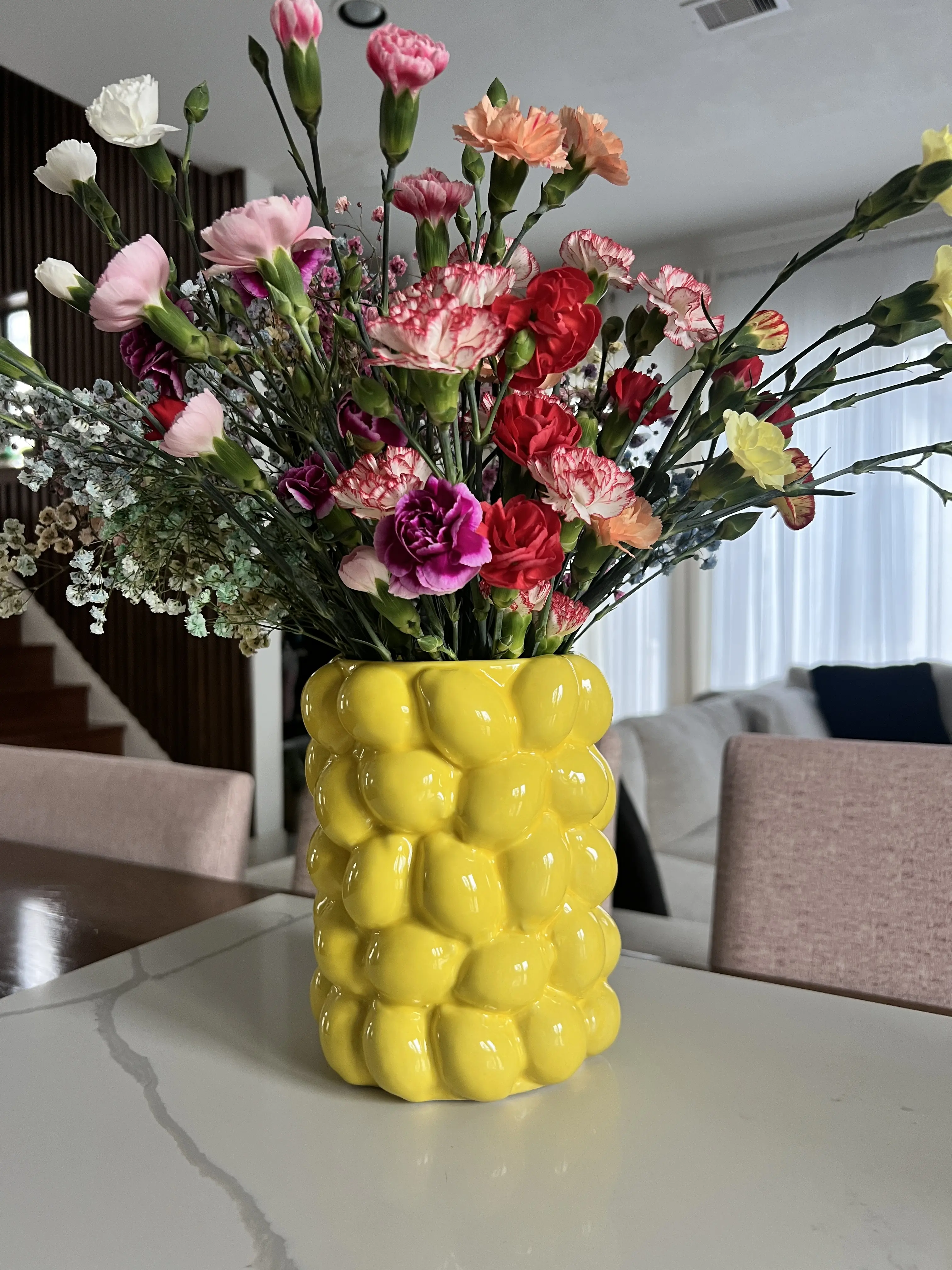 Ceramic Lemon Form Vase, Vibrant Yellow, 7in Tall, Home Decor Accent for Room Styling & Flower Display Inspired by Dreamy Italian Coastlines