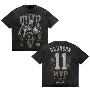 Jalen Brunson MVP Finals 2026 Washed Cotton Graphic T-Shirt, Premium Vintage Streetwear Tee For Knicks Nation Basketball Fans Apparel Oversized NYC Game Day Outfit Brunson Burner Gift Ideas For Men Women Husband Loose Fit Retro Sports Merchandise Clothing