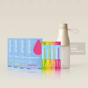 The Ultimate Hydration Bundle – Hydration Boost Stick Packs, Electrolytes + Trace Minerals - 60 Count - Pineapple, Lemon Lime, Cucumber Melon, Watermelon Berry + Water Bottle