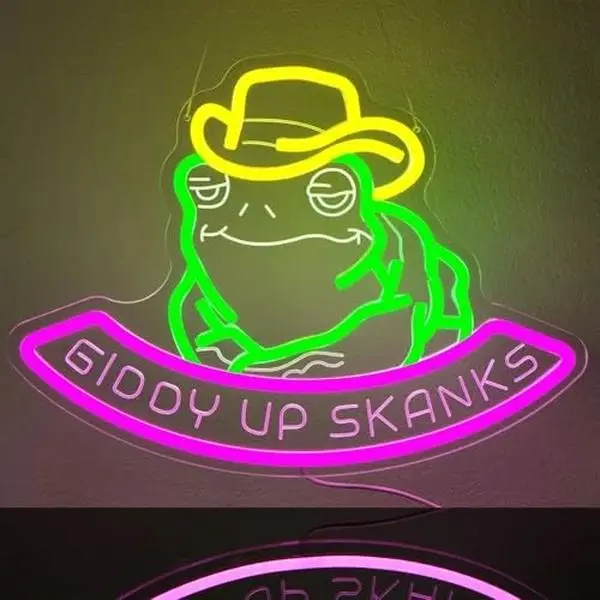 Frog Neon Sign Toad Hat Neon Light for Wall Decoration Dimmable USB Powered Frog LED Signs for Bar Man Cave Bedroom Party Birthday Christmas Gifts for Toad Lover