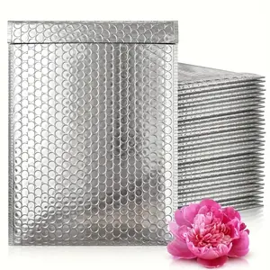 25/50pcs 11x14'' Metallic Bubble Mailers, Silver Self-Seal Aluminum Coated Bubble Envelope, Waterproof Shockproof Thickened Bubble Pouches, Industrial Scientific Packaging Supplies, Postal Mailers, Logistics Transport