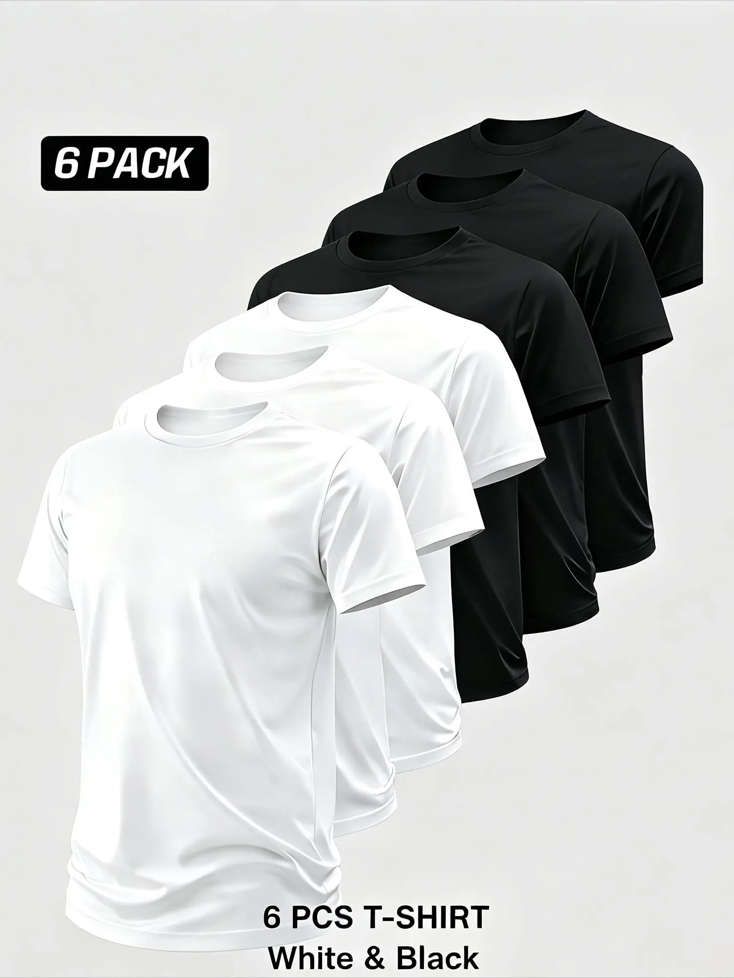 6pcs Men’s 100% Cotton Crewneck T-Shirts | Solid Color Short Sleeve Tees, Soft Breathable Casual Tops, Comfortable Everyday Fit, Summer Basic Menswear, Gift for Boyfriend,back to school,back to school shopping