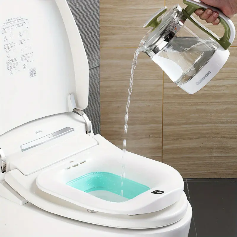 Electric Collapsible Sitz Bath | Comfortable Cleansing Bidet Seat with Adjustable Temperature for Ultimate Relaxation, Portable, Bidet Attachment, Toilet Bidet