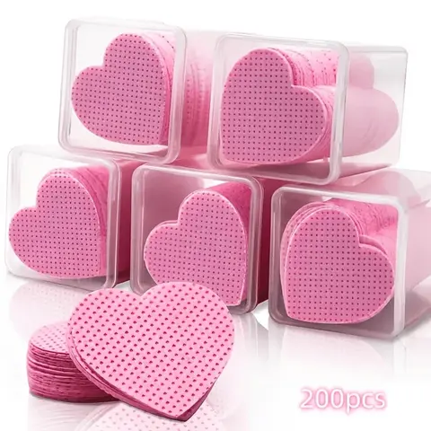 200 Sheets Heart-Shaped Fingernail Polish Remover Wipes, Manicure Pedicure Remover Wipes, Hypoallergenic, No Paba & Alcohol, Transparent Storage Box, Salon Quality Clean Remover Wipes