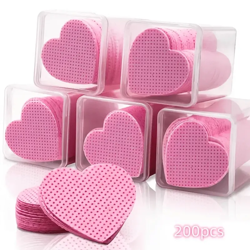 200 Sheets Heart-Shaped Fingernail Polish Remover Wipes, Manicure Pedicure Remover Wipes, Hypoallergenic, No Paba & Alcohol, Transparent Storage Box, Salon Quality Clean Remover Wipes