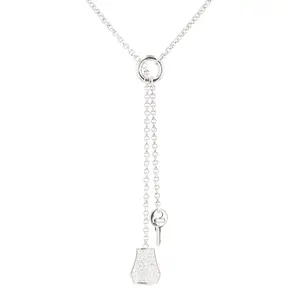Pre-owned Hermès Kelly Clochette small model necklace in white gold and dia