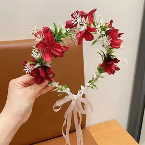 Floral headband for children, forest-style pearl headband, hairband, braided hairband for girls, cute princess flower headband, flower hair accessory