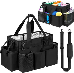 Cleaning  Bag, Cleaning Supplies Organizer for Housekeepers, Housekeeping  with Handle and Detachable Padded Cushion, Black