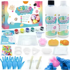 Z-MTS38 Taba Squishy Kit - 18OZ Rubber Craft with Guided Instructions, Bubble-Free Formula and Rapid Full Cure - FuFu Squishy Kit with Mold, Flocking Powder - Stress Relief Entertainment