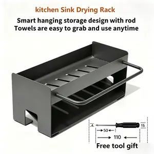 2026 Upgraded  Kitchen Sink storage rack–  Sink Drying Rack & Metal Sponge Rack , Stainless Steel Sink Caddy, Rustproof Sponge Drain Holder for Quick Dry & No Mess Countertop Storage, Bathroom & Kitchen Essential.