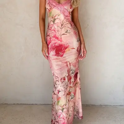 let me be blurred floral asymmetrical dress Bec + Bridge Solene Asymmetric Dress in Dark Blurred Floral