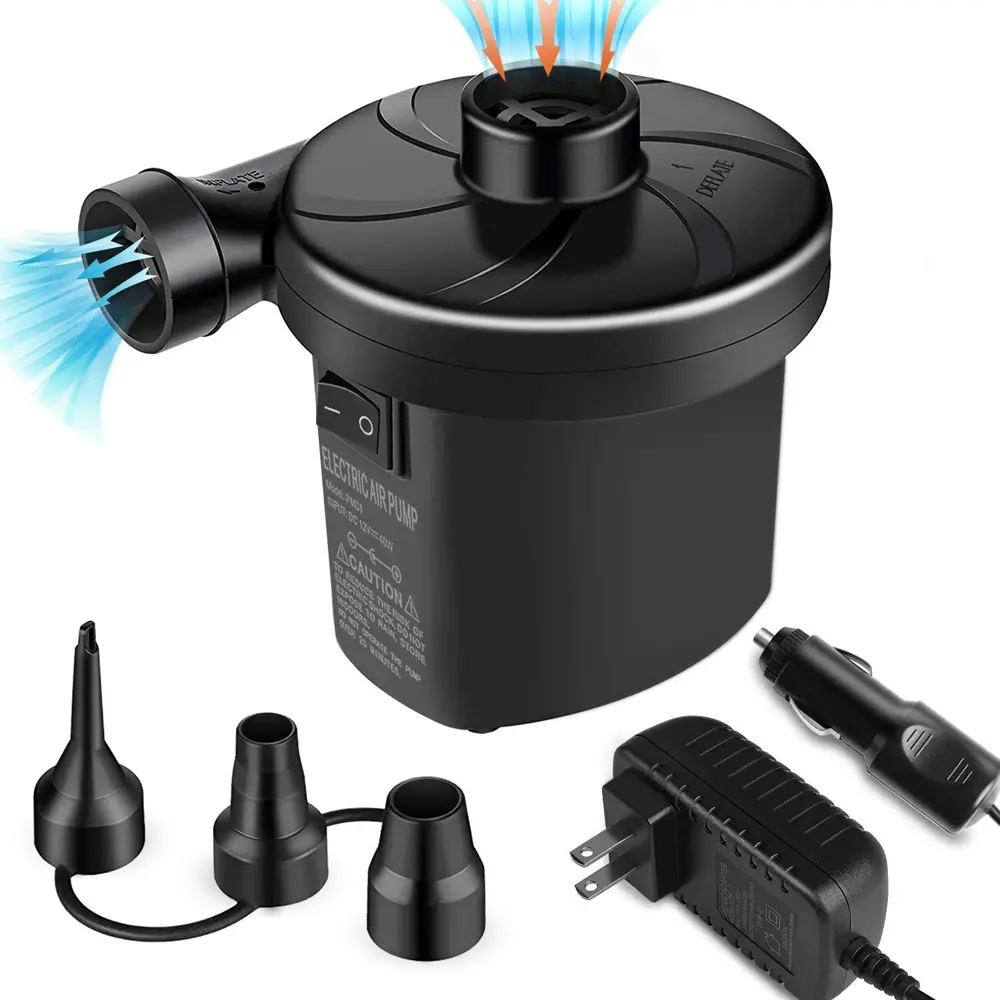 Portable Electric Plug-In Air Pump with 3 Nozzles, Inflate-Deflate Function - Automotive Tires & Accessories Tool, Camping Gear, Portable Outdoor Equipment, Father's Day Gift