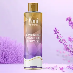Yoni Rescue Lavender Vanilla Body Oil 4oz with Apricot, Jojoba, Avocado & Vitamin E Oils - Daily Moisturizing, Fast-Absorbing, Hydrating Formula