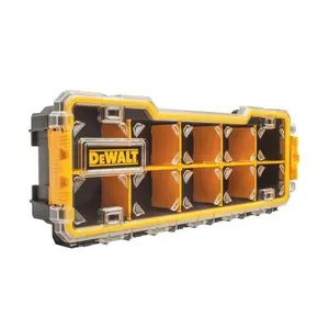 DEWALT Plastic Small Parts Organizer – Heavy-Duty 10-Compartment Pro Case for Hardware, Fasteners & Jobsite Use