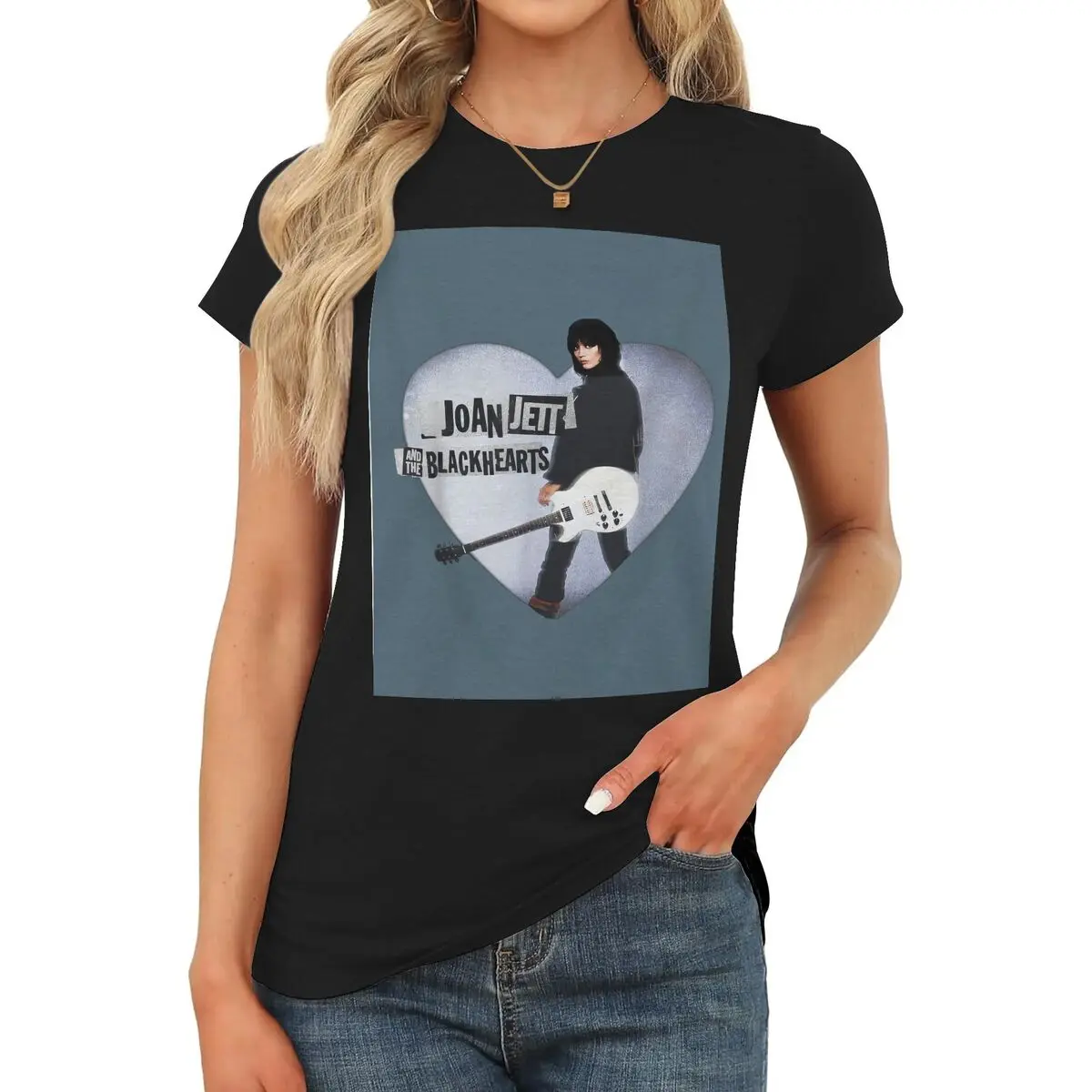 Women's Graphic T-Shirt, Fitted Joan Jett Simple Style Cotton Blend Tee, Casual Short-Sleeve Round Neck for Birthday Party Outfits, Teacher, Shortsleeve, Thanksgiving, Birthday Theme, Easter, Valentines Day, Baby, Athletic, Polyester Blend, Graphic Print,