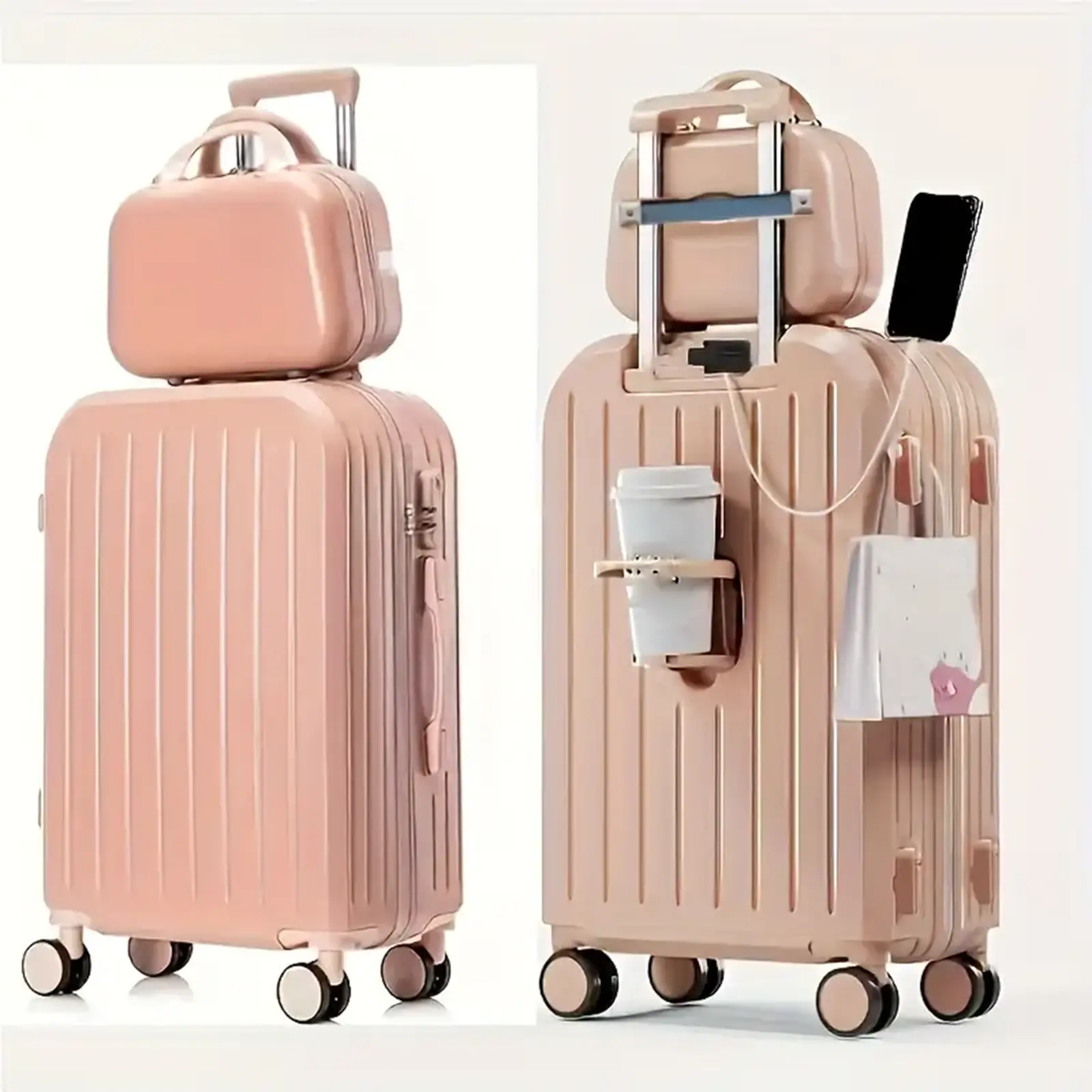NLDD 20-inch 2 Piece ABS+PC Hardshell Luggage Set in Classic Design, Elegant and Durable Suitcases, Luggage with one handbag set, Cabin Size Travel Essentials Luxury