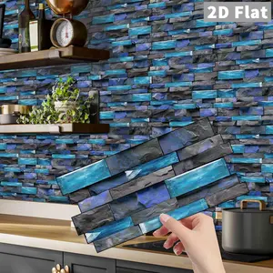 12/24/48 Sheets Tile Stickers,High Quality Look, DIY Easy,Striped Marble Peel & Stick Tile Stickers - Waterproof Wall Sticker Square Backsplash For Kitchen Bathroom Home