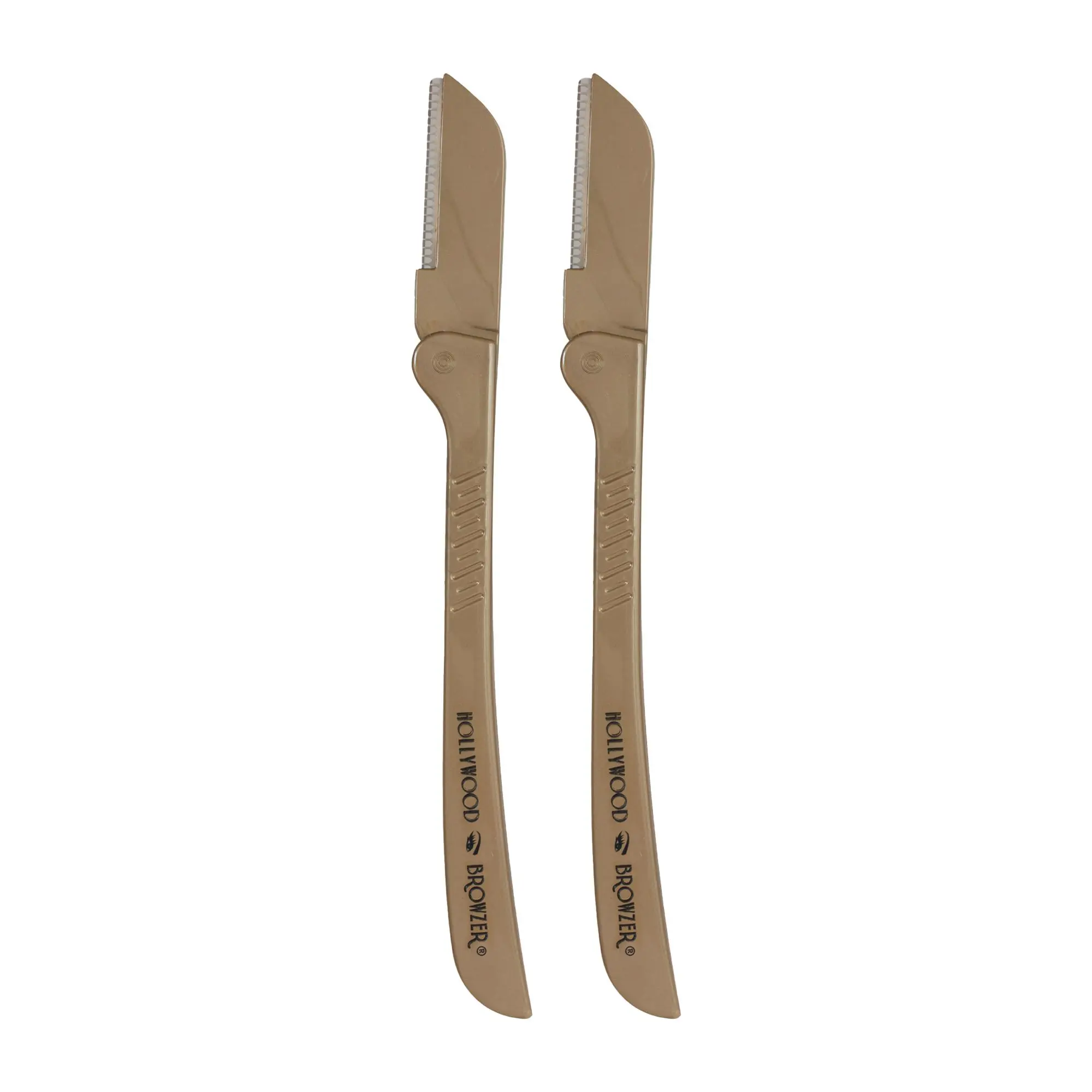 Hollywood Browzer Hair Removal and Dermaplaner Duo - Peach Fuzz and Eyebrow Razor for Women - Eyebrow Grooming Kit - Gold - 2 pc