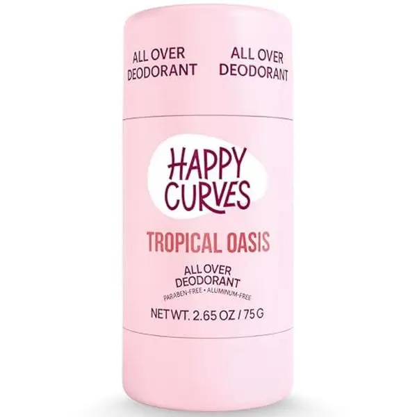 HAPPY CURVES All Over Whole Body Deodorant for Women - Aluminum-Free - Invisible All Day Layer of Full Body Protection for Long Lasting Odor Control, Sensitive Skin, & Private Parts - Tropical Oasis