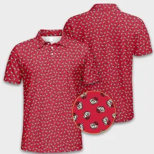 Vintage Bulldog Head Performance Polo Shirt – Red Lightweight Breathable Moisture-Wicking Stretch Polo for Comfortable Casual